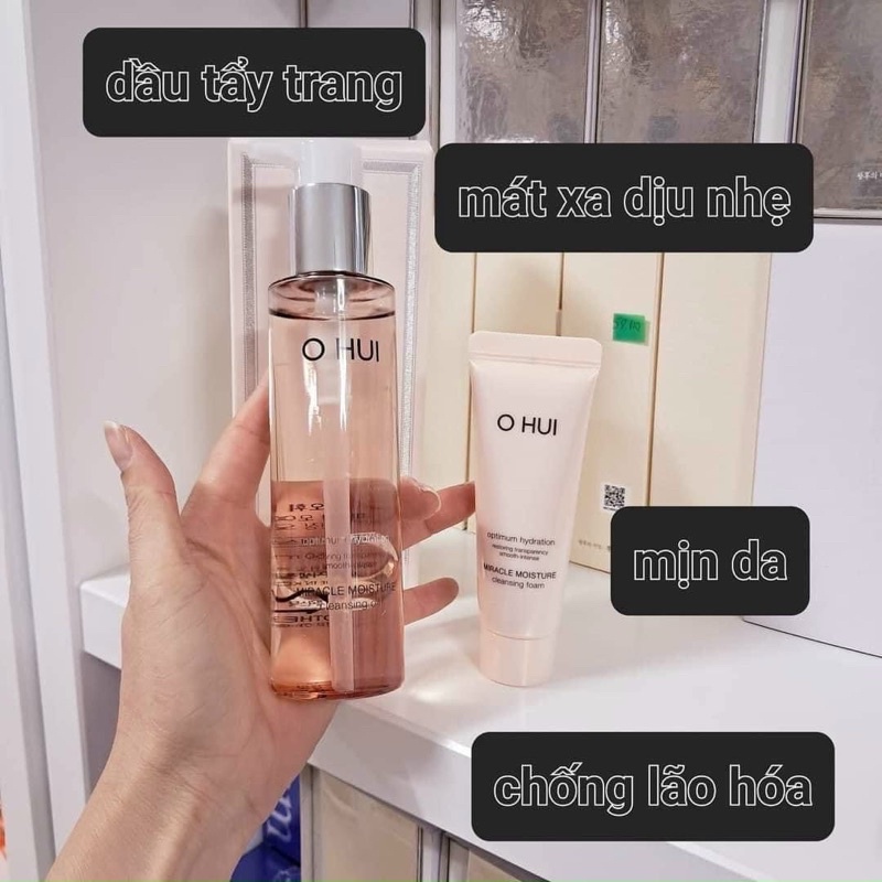 Set dầu tẩy trang tẩy sạch trang điểm OHUI Miracle Moisture Cleansing Oil 150ml - Hàng chính hãng LG Hàn