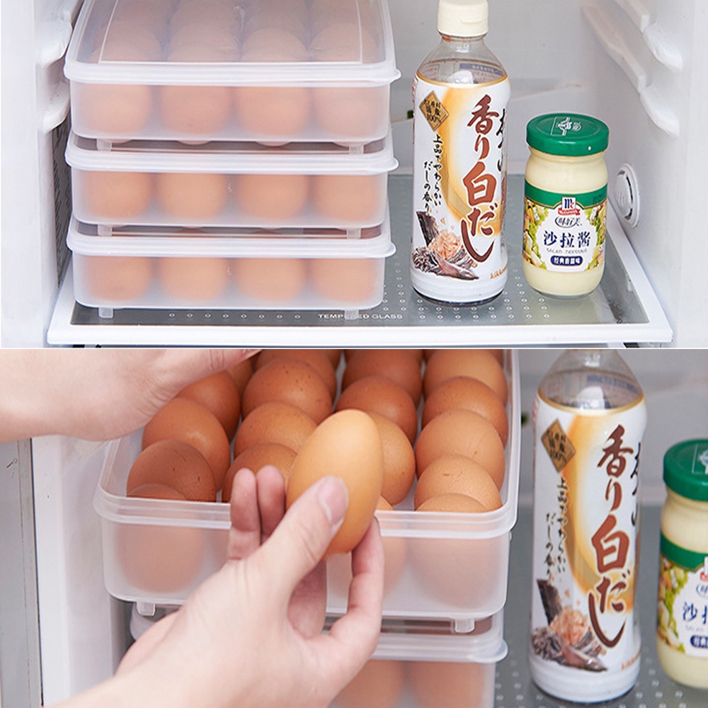 Hộp đựng trứng tủ lạnh 24 quả có nắp đậy - Khay đựng trứng trong tủ lạnh tiện dụng