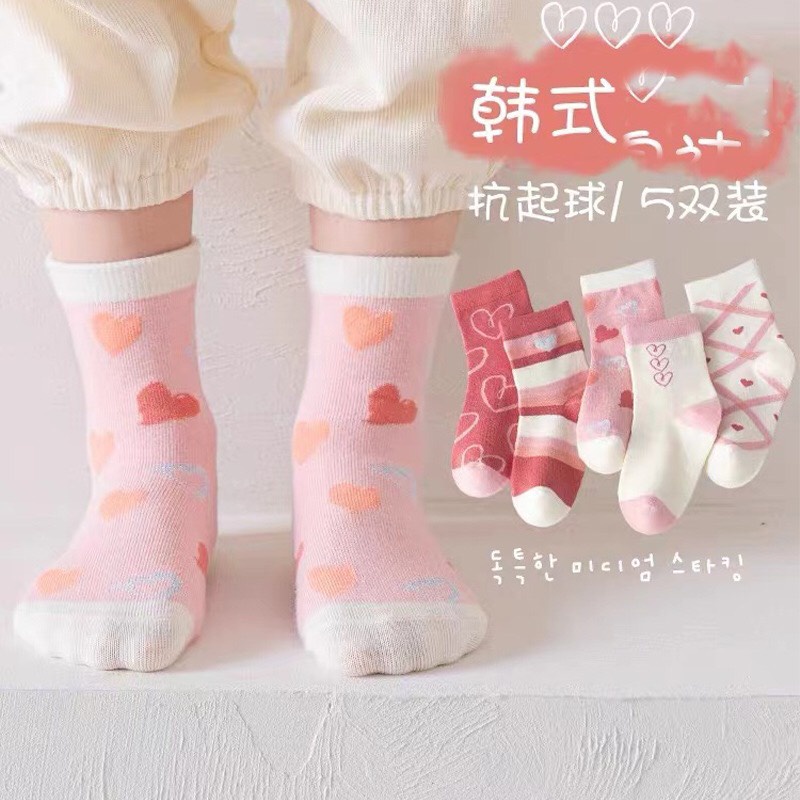 Tất trẻ em, tất bé gái mùa đông ấm áp cho bé gái hồng trái tim từ 2-10 tuổi