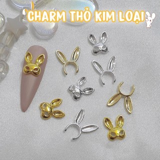 Charm mặt nạ thỏ kim loại vàng bạc đính móng 3b