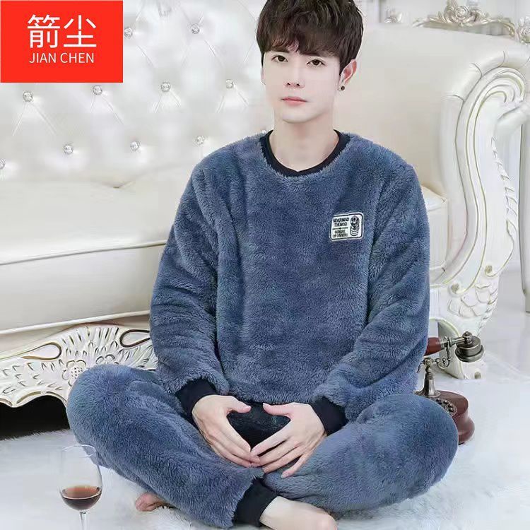 Bộ Đồ Ngủ Tay Dài Chất Nỉ Dày Dặn Giữ Ấm Thời Trang Thu Đông Cho Nam