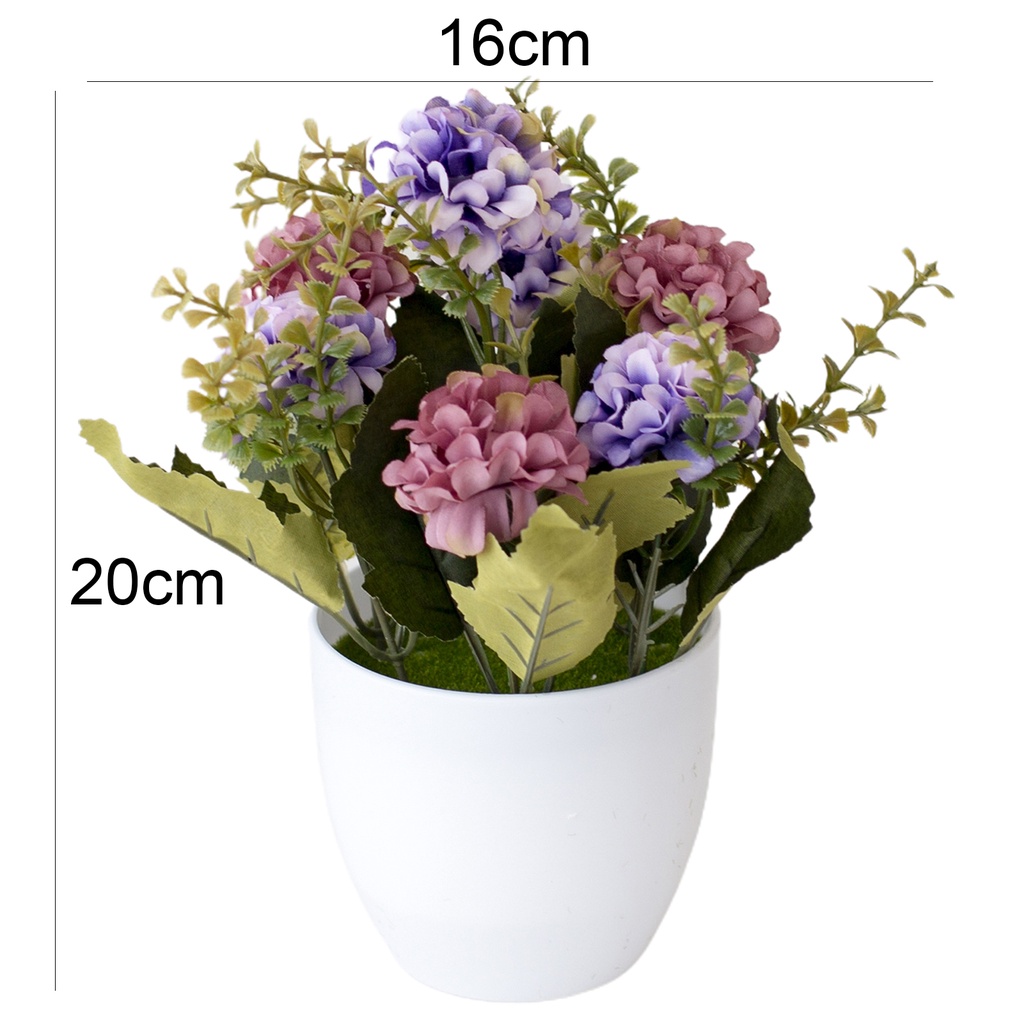 1 Set Chậu Hoa Cẩm Tú Cầu Giả Bằng Nhựa Trang Trí Bàn Làm Việc