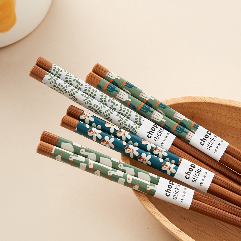 8 Đôi Đũa Gỗ Tre Nhật Bản In Hoạ Tiết Style Vintage