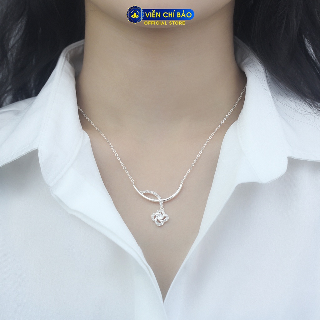 Dây chuyền bạc nữ cành hoa chất liệu bạc 925 thời trang phụ kiện trang sức nữ Viễn Chí Bảo D400857