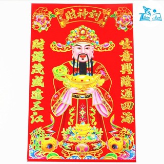 Hình dán thần tài giấy, hình 3D trang trí tết giấy, dán cửa decal
