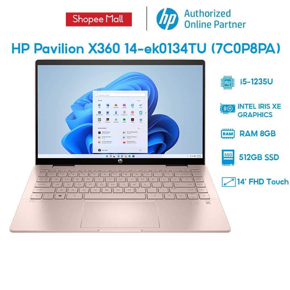 [Mã ELHP12 giảm 1TR7 đơn 17TR] Laptop HP Pavilion X360 14-ek0134TU 7C0P8PA i5-1235U | 8GB | 512GB | 14' Touch | BigBuy360 - bigbuy360.vn