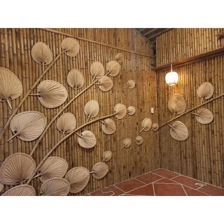 Quạt nan lá cọ lá kè decor trang trí.vintage.handmade giá tận xưởng