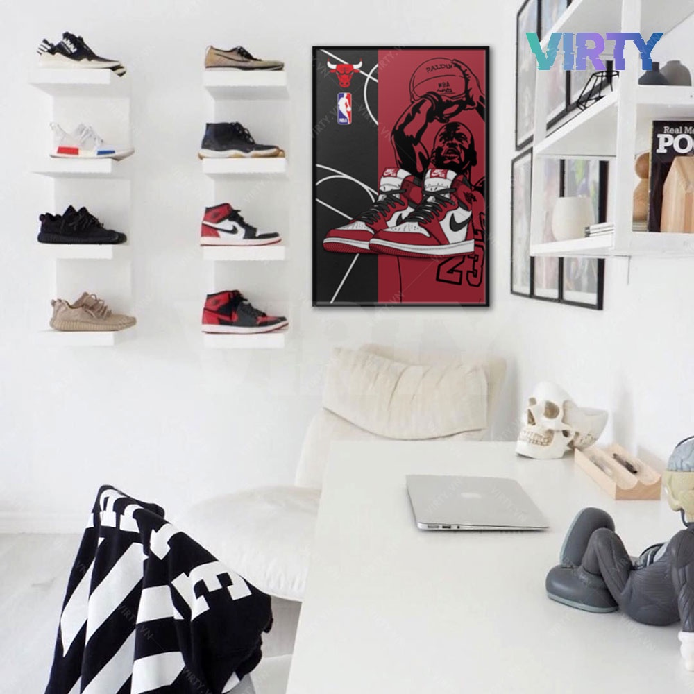 Tranh treo tường HYPEBEAST SNEAKER kèm khung composite VIRTY Tranh Canvas decor phòng ngủ, phòng làm việc
