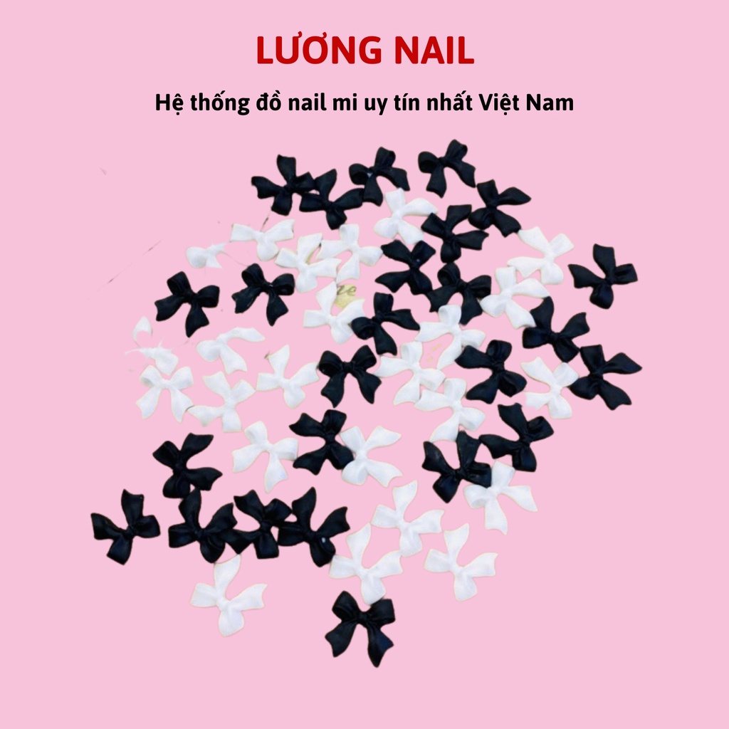 Charm nơ mix màu/hoa sứ/hoa hồng/charm gấu kẹo mút/bướm nhún/bi sắt/xà cừ/đá trắng phụ kiện nail