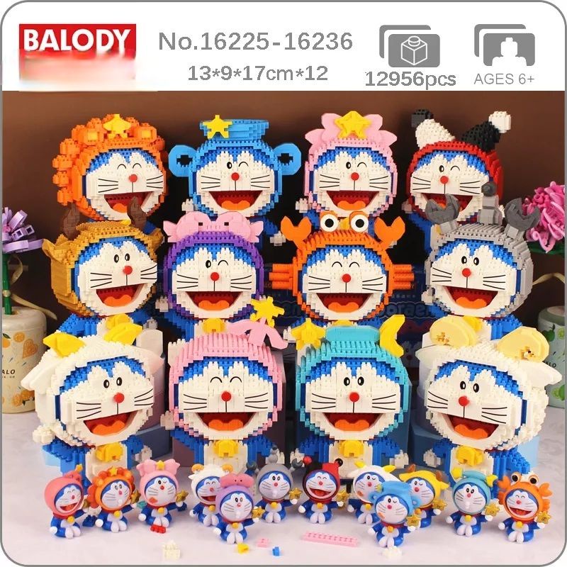 Đồ chơi lắp ráp lego Doraemon cung hoàng đạo 3D mô hình mèo máy thông minh cao 17cm 1000 chi tiết (tùy mẫu)