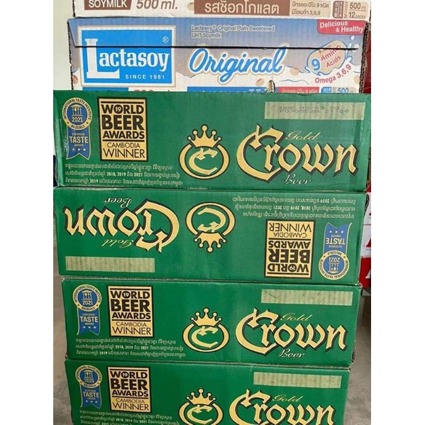Bia crown campuchia. thùng 24lon.330ml