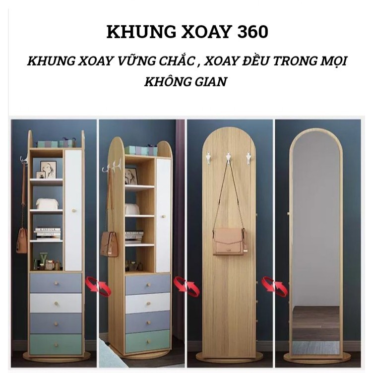 tủ gương soi toàn thân xoay 360 độ tiện lợi