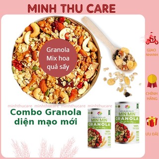 Combo 2 hộp Ngũ cốc Granola MIN MIN hạt ăn liền nhiều dinh dưỡng chuẩn organic ăn kiêng giảm cân ăn vặt