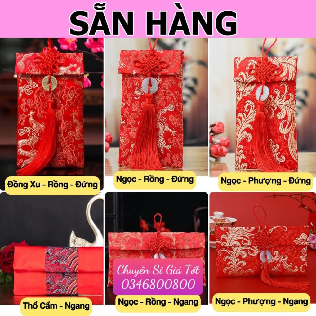 Bao Lì Xì Gấm Tết 2024- Bao Lì Xì Vải Gấm Cao Cấp , Bao Nạp Tài Mùa Cưới Vải Nhung nhiều hoa văn