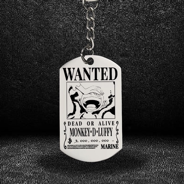 Móc khóa, dây chuyền mặt thẻ khắc hình Onepiece Wanted, Dogtag anime Luffy, Zoro, Sanji, độc quyền Titan360