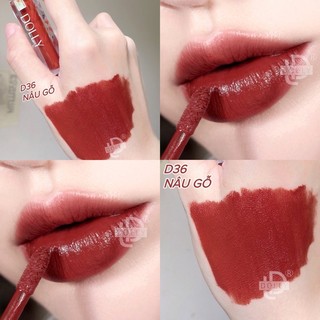 Son kem lì Dolly super matte không chì mềm môi tont tây màu nâu gỗ