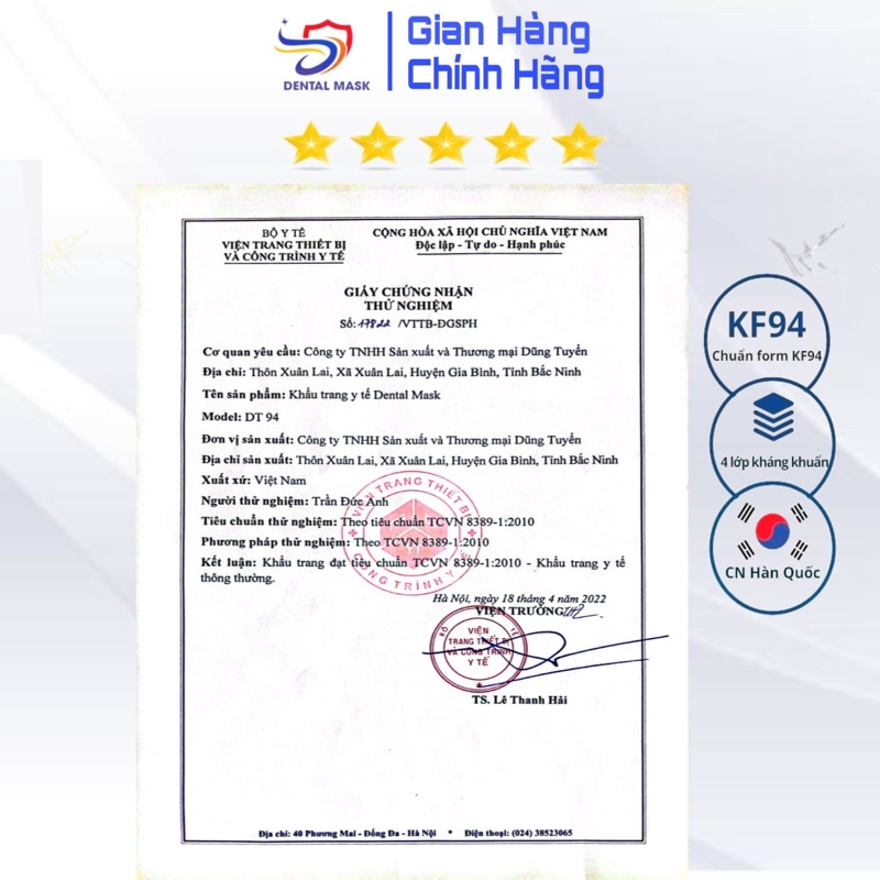 Thùng 200 chiếc khẩu trang y tế 4D KF94 4 lớp có giấy lọc kháng khuẩn dày dặn thùng 200 chiếc Hàn Quốc - Dental Mask