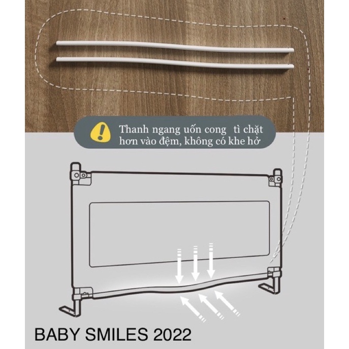 (Bản nâng cấp 2022) Thanh Chắn Giường BABY SMILES hạ chéo 1 bên, độ cao tuỳ chỉnh 65-95CM