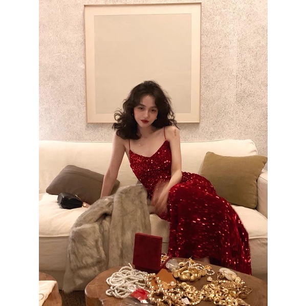 (ord) VÁY HAI DÂY SEQUIN LẤP LÁNH SIÊU SANG