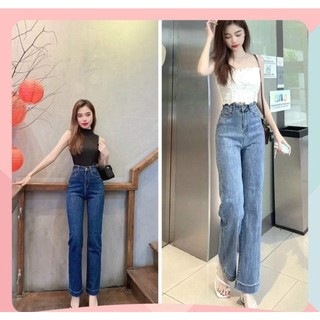 Quần jeans ống đứng Bigsize, Lưng Cao Trên Rốn, Co Giãn Mạnh