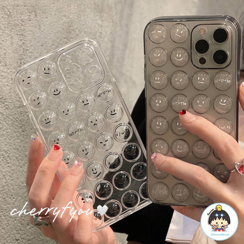 Ốp Điện Thoại TPU Dẻo Họa Tiết Mặt Cười Đơn Giản Chống Sốc Cho IPhone 14 13 12 11 Pro Max