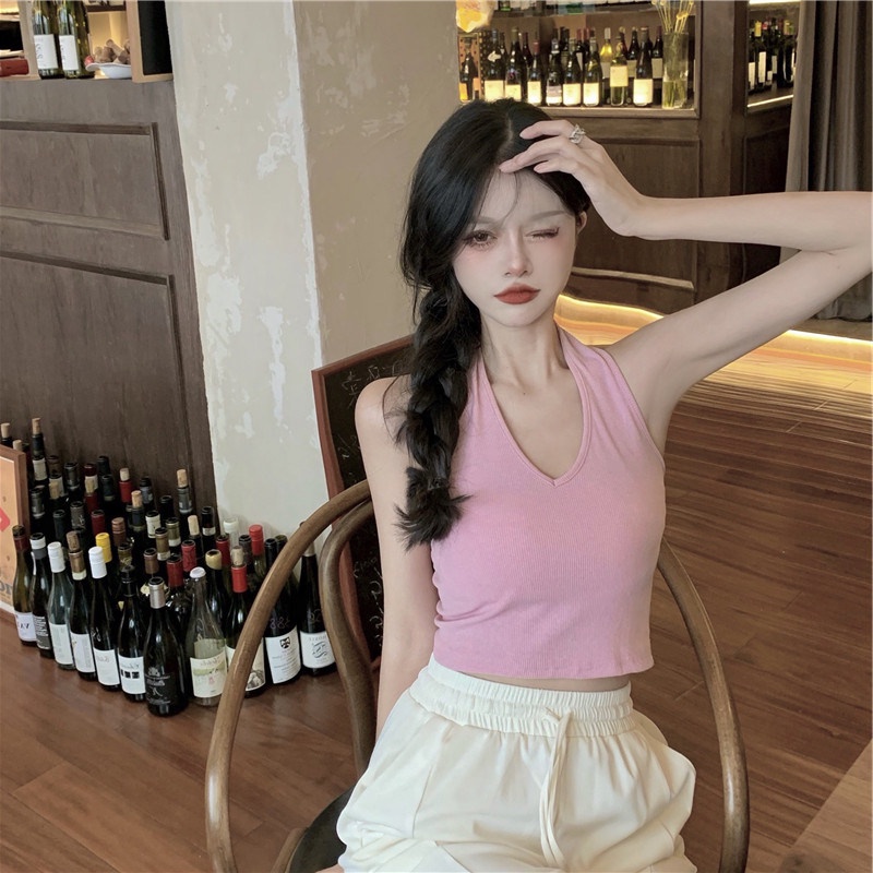 NRVP Áo tank top co giãn có đệm lót xinh xắn cho nữ