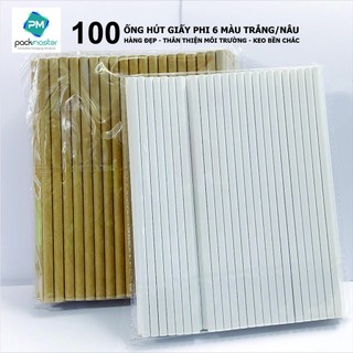 Ống hút giấy phi 6 /phi 8 /phi 12 màu trắng hoặc nâu