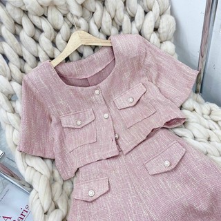 SET ÁO CROPTOP DẠ KÈM SHORT (KÈM VIDEO HÌNH THẬT)