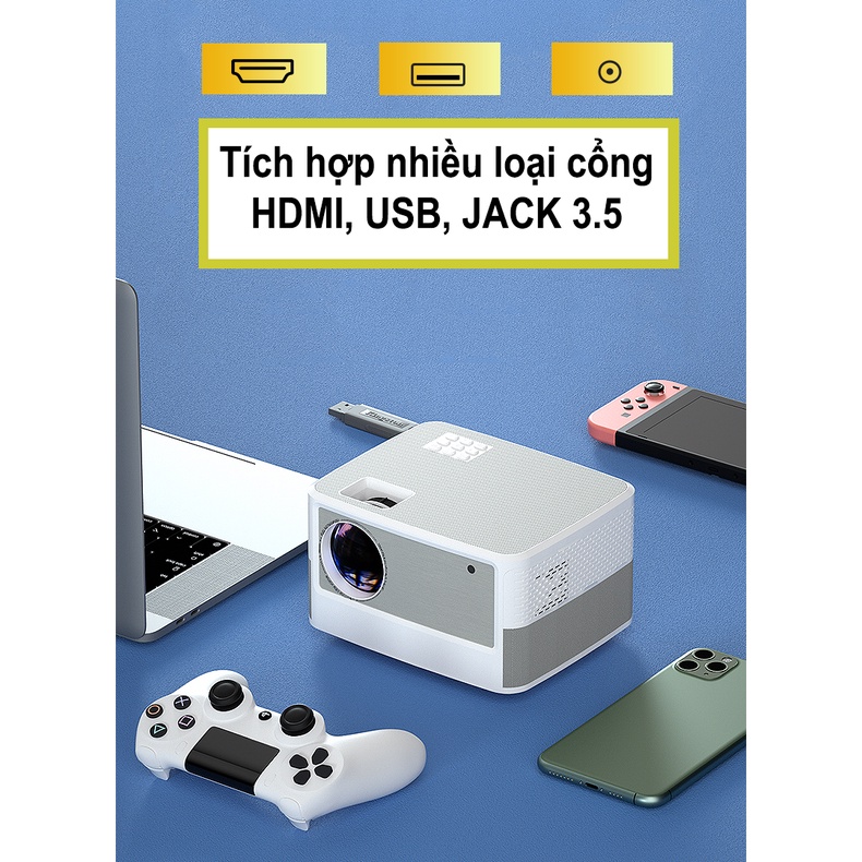 Máy chiếu mini KAW K800 Kết nối wifi, bluetooth, dễ dàng kết nối điện thoại, máy tính, BH toàn quốc