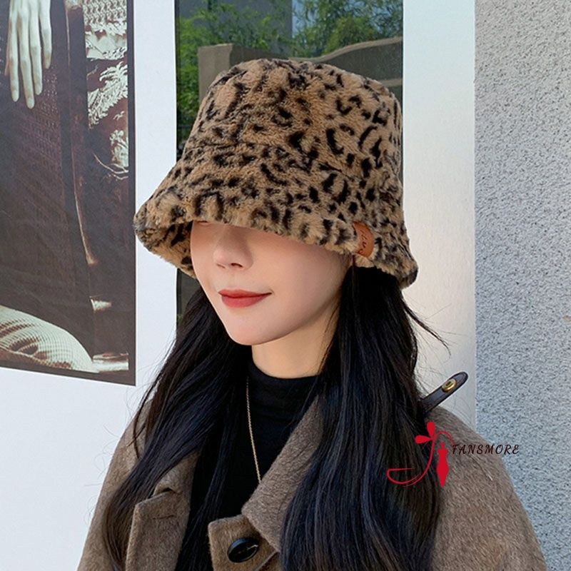 Mũ Bucket Lông Tag Nâu Ấm Áp