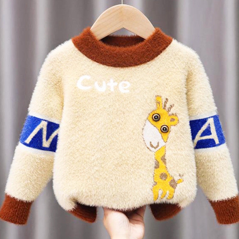 Hàng Có Sẵn Áo Sweater Lông Chồn Chui Đầu Dệt Kim Phong Cách Mới Mùa Đông Chất Lượng Cao Cho Bé