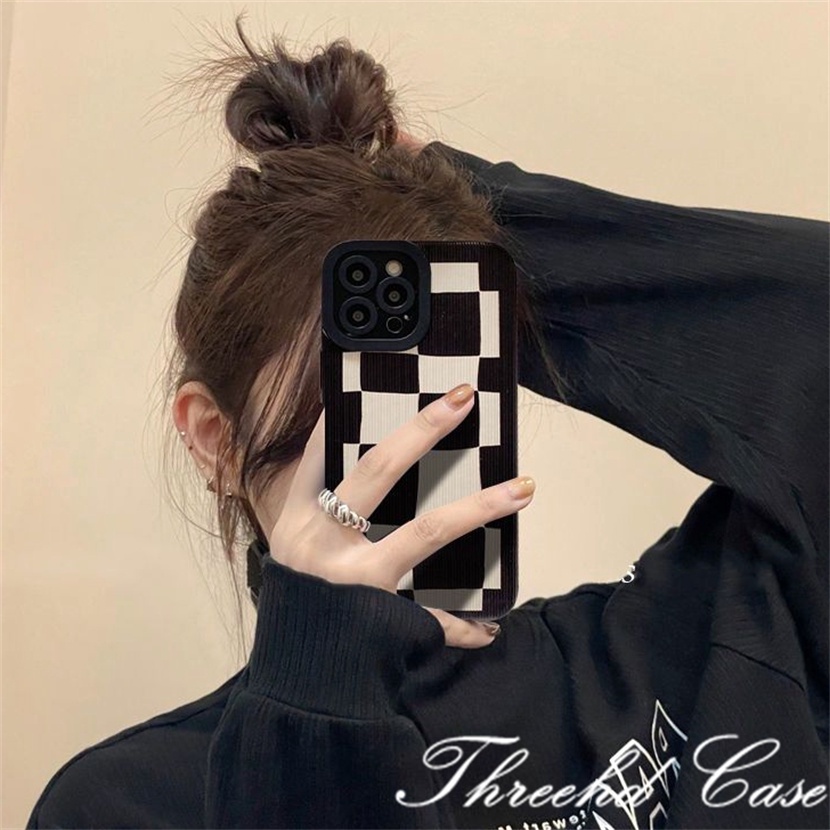 Ốp Điện Thoại Mềm Họa Tiết Caro Trắng Đen Đơn Giản Cho iPhone 13 12 11 Pro Max X XR Xs 8 7 6 6s Plus SE 2020