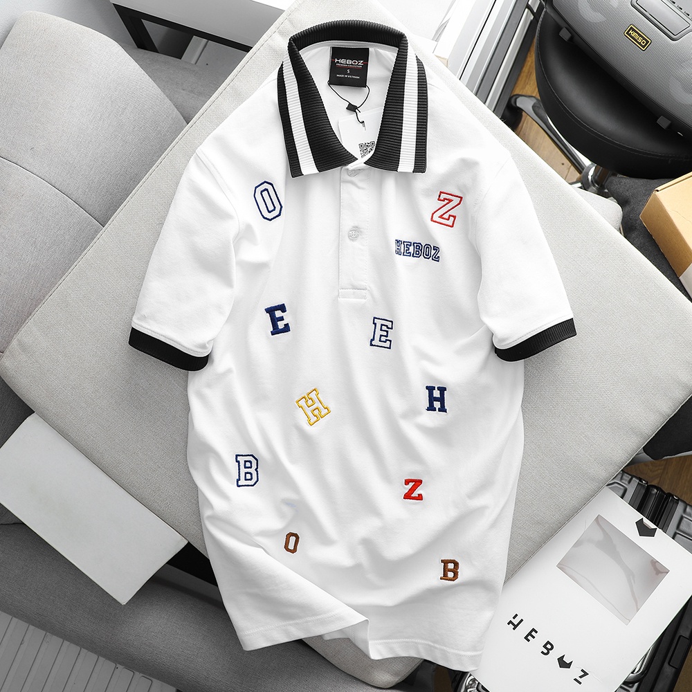 Áo polo nam, áo thun nam có cổ thêu sticker Heboz 2M cao cấp - 00001304