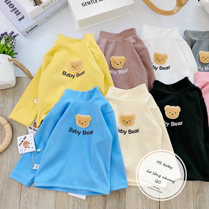 áo giữ nhiệt zip nhung hình gấu cho bé