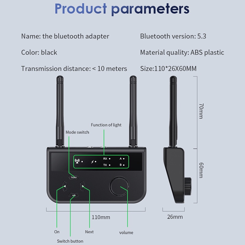 Thiết Bị Truyền Nhận Tín Hiệu Âm Thanh bluetooth 5.3 3.5mm aux 2 rca 2 Trong 1 Chuyên Dụng Cho Xe Hơi / tv / pc