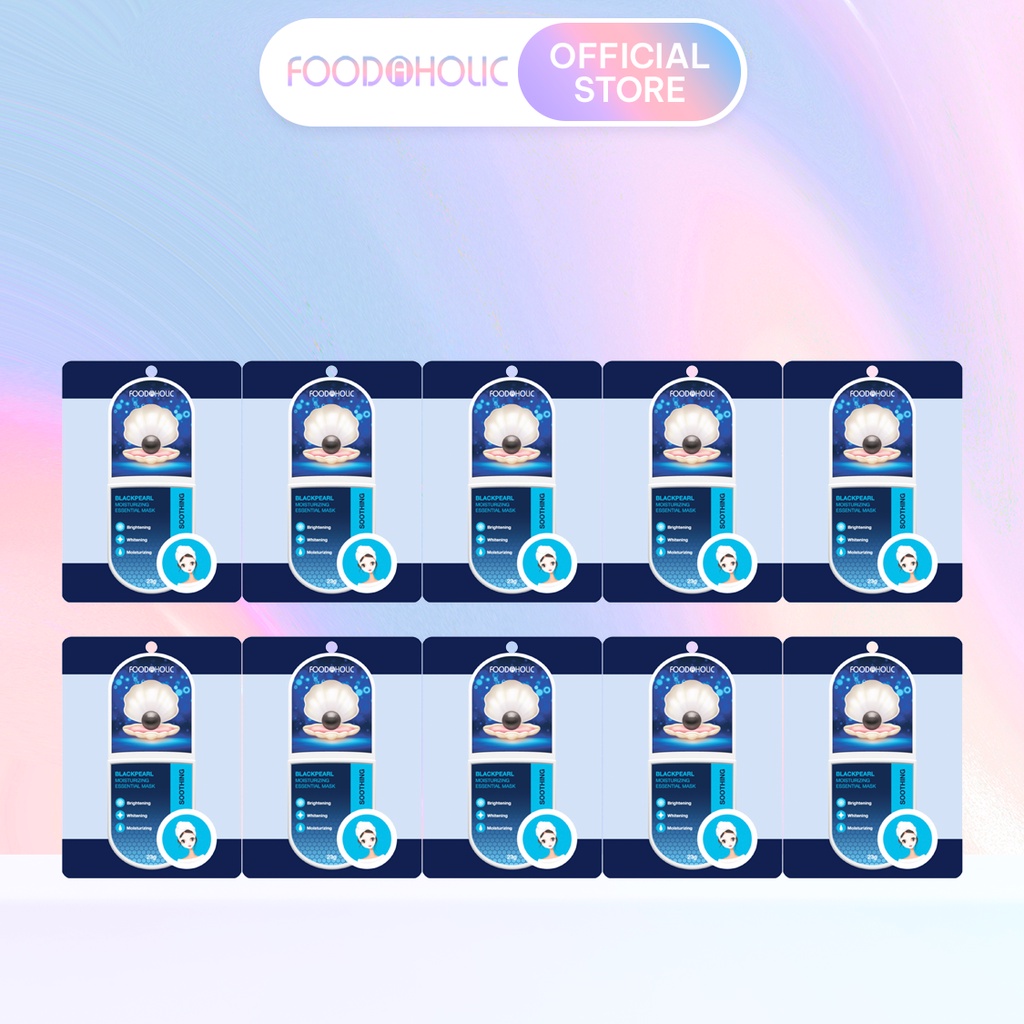 Combo 10 Mặt nạ dưỡng chất Ngọc Trai dưỡng da chuyên sâu Foodaholic Black Pearl Moisturizing Essential Mask 23g x10