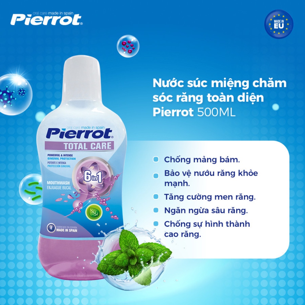 Combo Làm Sạch Sâu PIERROT Nước Súc Miệng Chăm Sóc Răng Toàn Diện Và Cây Cạo Lưỡi