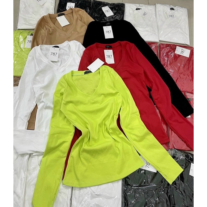 Áo Thun Gân Cổ Tim Dài Tay Chất Borip Xịn CC081