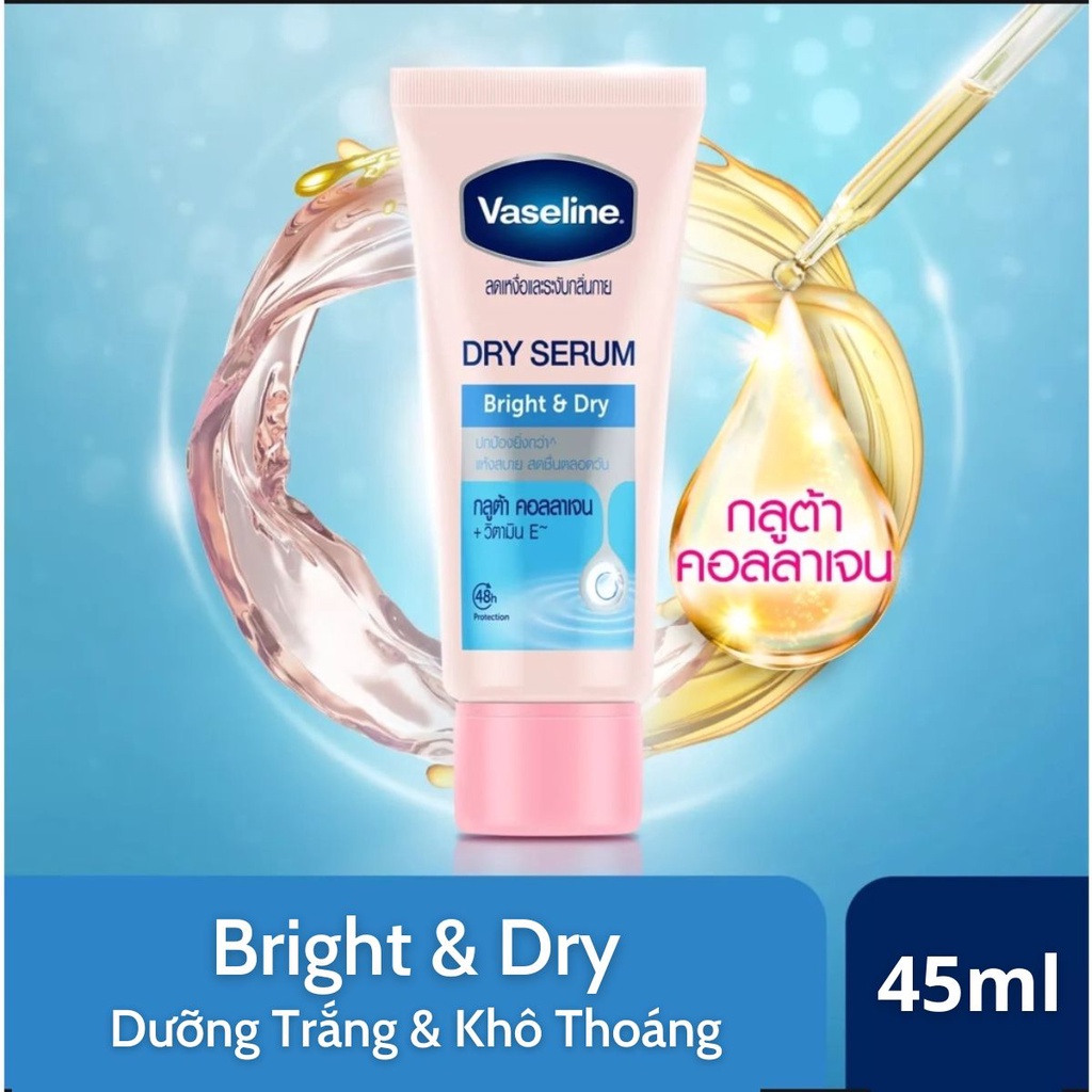 Serum Dưỡng Trắng Da & Khử Mùi Vùng Nách Vaseline 48h DRY SERUM Nội Địa Thái Lan 30-45 gram