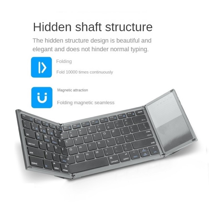 Bàn phím Gấp gọn không dây Bluetooth B66T - Tích hợp Chuột Touchpad - pin sạc TypeC- có hàng phím F1-F12 - Siêu nhẹ | BigBuy360 - bigbuy360.vn