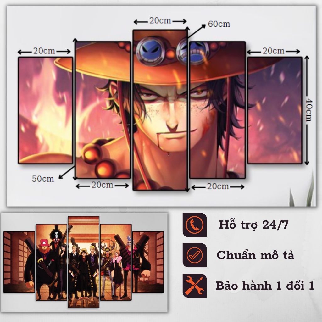 Tranh one piece treo tường khổ lớn. Tranh anime tráng gương kt 90x150cm | 888