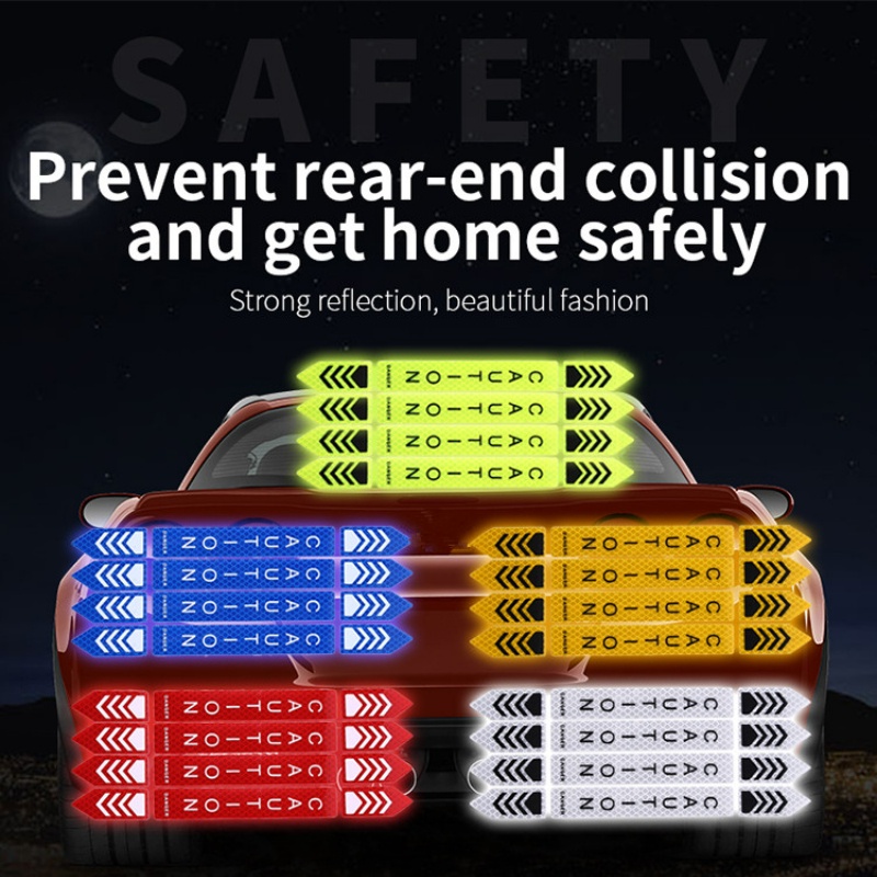 Bộ 4 Miếng Dán Phản Quang Cảnh Báo An Toàn Chống Va Chạm Cho Cửa Xe Hơi