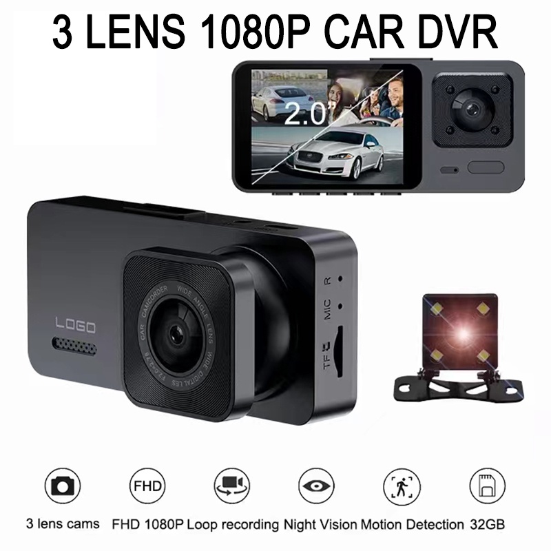 Camera Hành Trình DVR 3 Trong 1 HD 1080P 3 Trong 1 Cho Xe Hơi