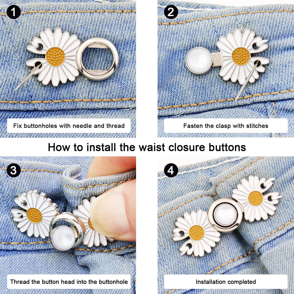 Kẹp Thắt Lưng Quần Jean / Váy Jean Họa Tiết Hoa Hoạt Hình Đơn Giản Có Thể Điều Chỉnh