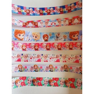 Ruy băng gân họa tiết công chúa, elsa rộng 2,5cm