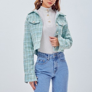 Áo tweed SheByShj dài tay màu xanh lá - Ivanna Top
