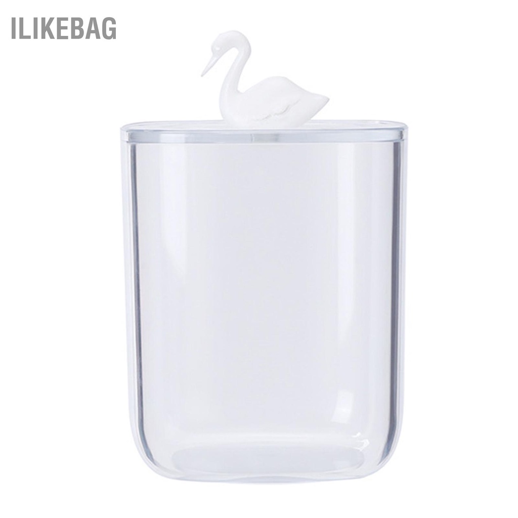 Ilikebag Hộp đựng phòng tắm tăm bông trong suốt đa chức năng có nắp đậy cho gia đình