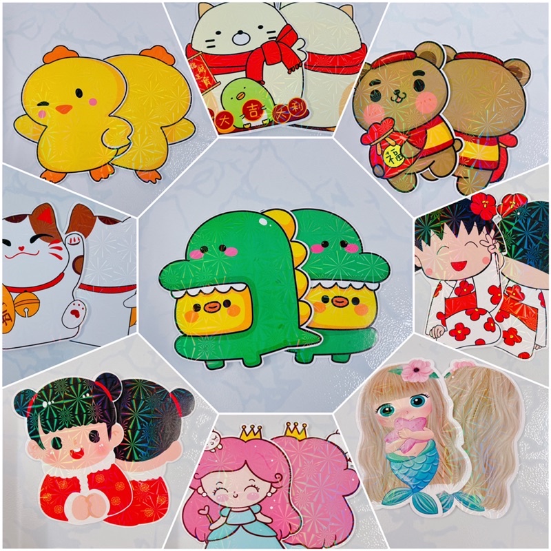 100 bao lì xì chibi ngẫu nhiên 10 mẫu, bao lì xì tết 2024