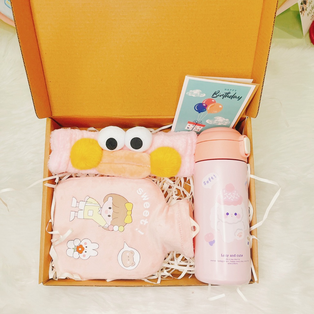 Set quà tặng 8 tháng 3, sinh nhật, combo quà tặng màu hồng chủ đạo dễ thương - Gift of love
