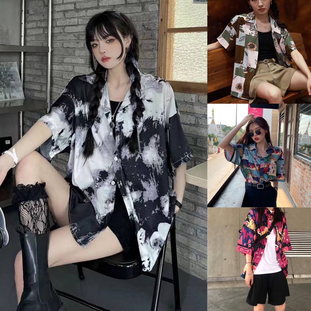 Áo Sơ Mi Chiffon Tay Lửng Dáng Rộng Phong Cách Hong Kong Cổ Điển Thời Trang Cho Nam Và Nữ